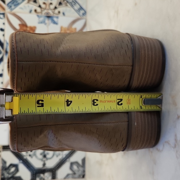 Merona Tan Slip On Bootie, Faux Perforated Leather, 7.5, Vegan - Picture 6 of 6